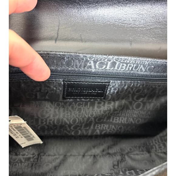 Brunomagli Womens Black Leather Arabella Luxury Designer Shoulder Bag Clutch NWT